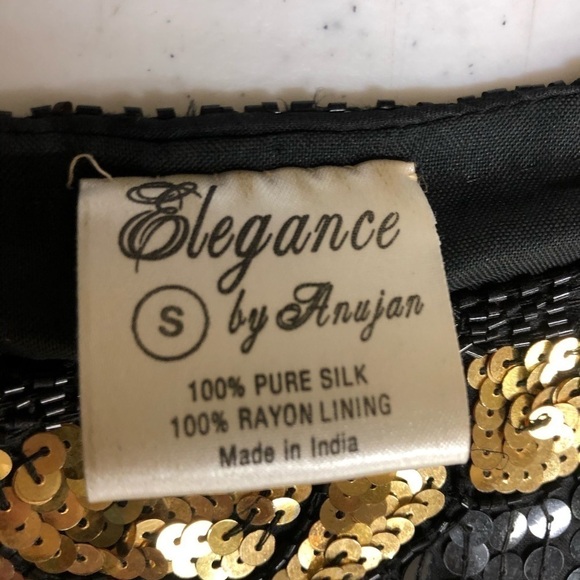 Silk Beaded Sequin Party Cocktail Drag Blouse - Picture 4 of 6